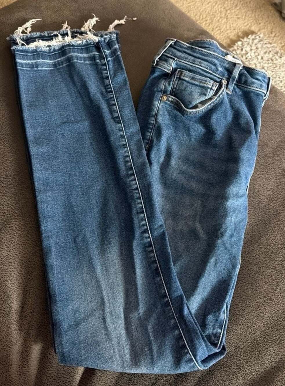 Premium Raw Hem Straight Leg Jeans Size 30